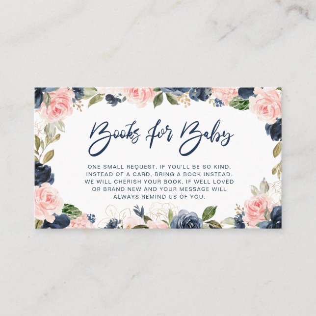 Blommigt bokar för marinkort och  blåsning för bab visitkort (Framsida)