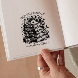 Blommigt Bokar från bibliotek i Rubber Frimärke Stämpel