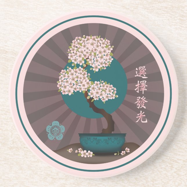 Blommigt bonsai "Välj att visa asiatisk konst" Underlägg (Framsidan)