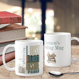 Blommigt Bookish Romantik Bok Älskare Personlig Kaffemugg
