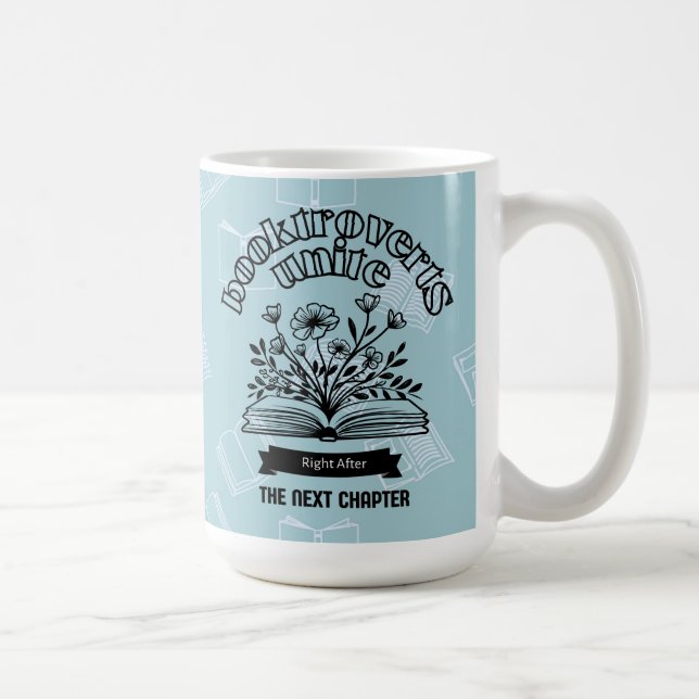 Blommigt "Booktroverts Unite" Kaffemugg (Höger)