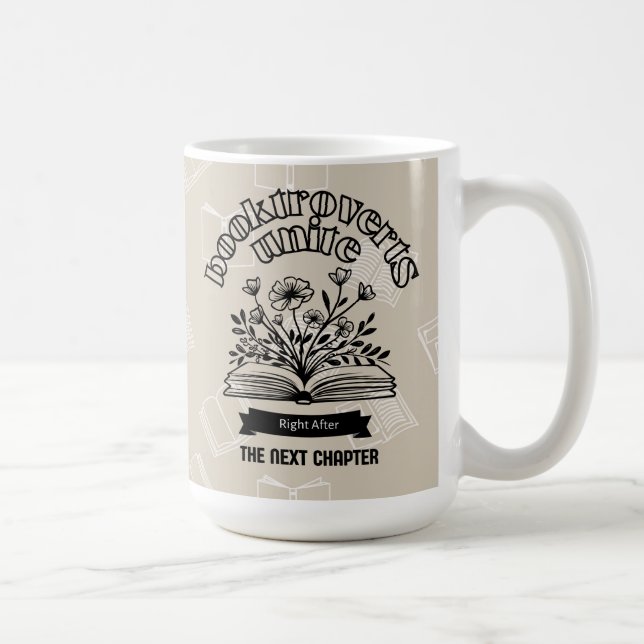 Blommigt "Booktroverts Unite" Kaffemugg (Höger)