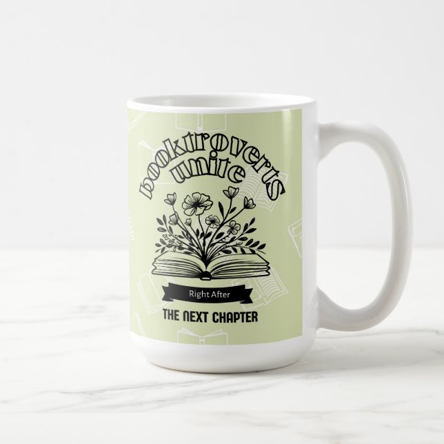 Blommigt "Booktroverts Unite" Kaffemugg (Höger)