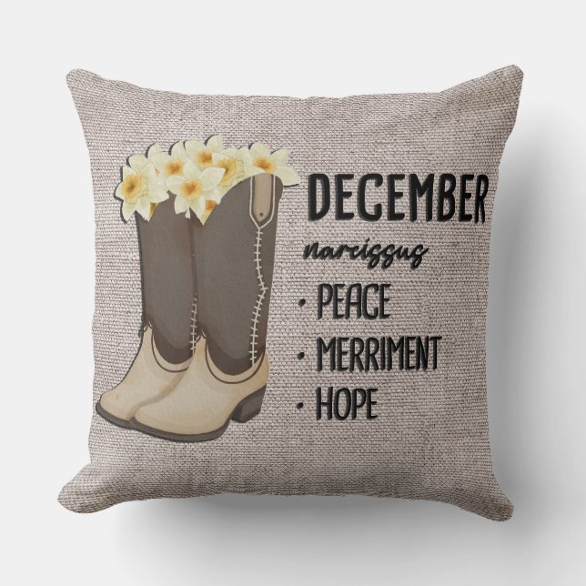 Blommigt Boot Birth Month Flower/ December Narciss Kudde (Framsida)