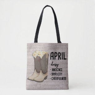 Blommigt Boots Birth Month Flower/ April Daisy Tygkasse