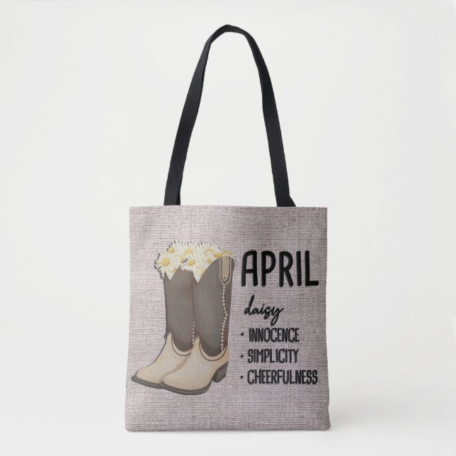 Blommigt Boots Birth Month Flower/ April Daisy Tygkasse (Framsida)