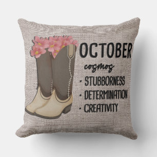 Blommigt Boots Birth Month Flower/ oktober Cosmos Kudde