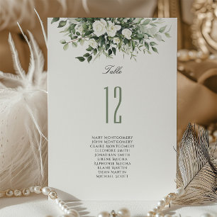 Blommigt Bordsnummer Card med gäst Namn