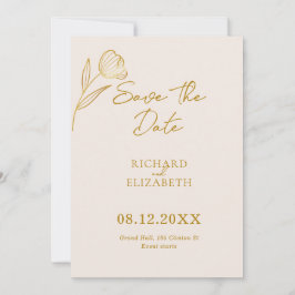 Blommigt Botanical Boho Minimal Bröllop Spara Datumet