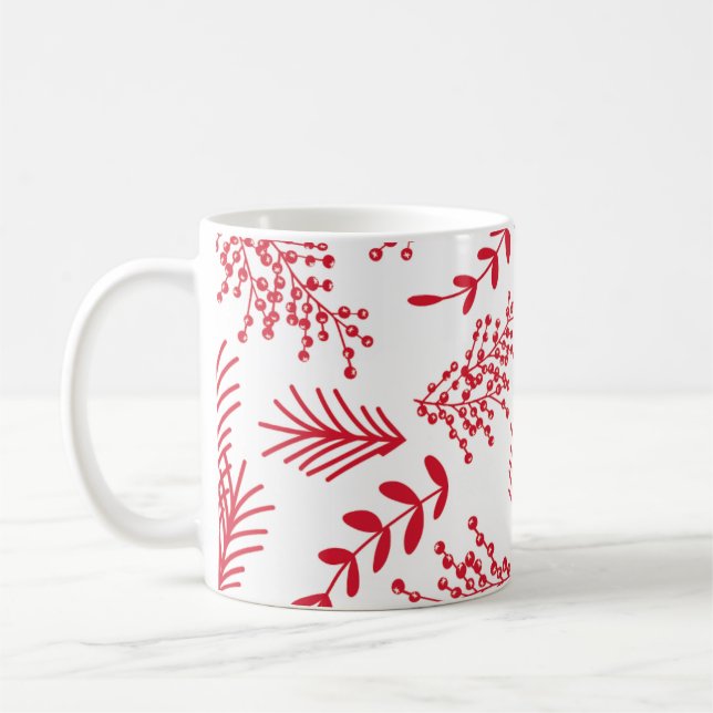 Blommigt Botanical Jul Helgdag Kaffemugg (Vänster)
