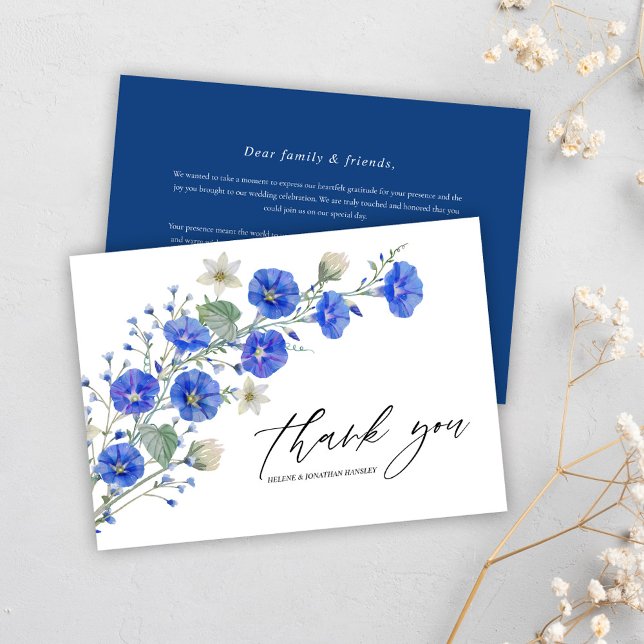 Blommigt Botanical Wildblomme Modern Elegant bröll Tack Kort (Floral Botanical Wildflower Modern Elegant Wedding Thank You Card)