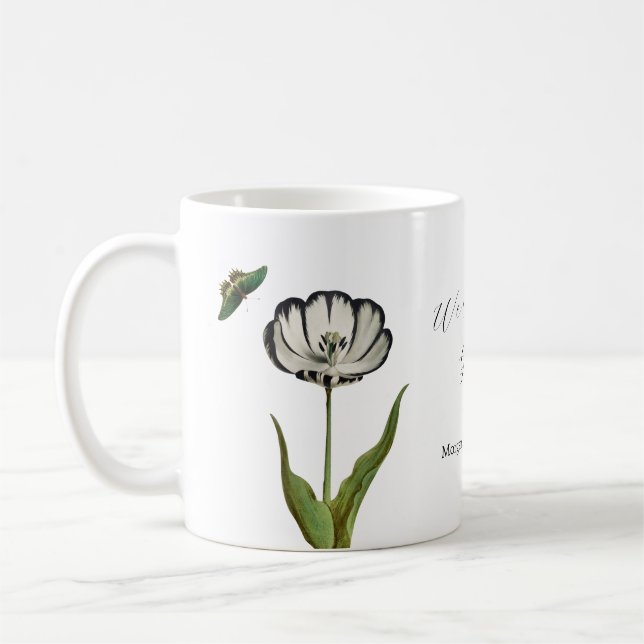 Blommigt Botanisk fjäril Kaffemugg (Vänster)