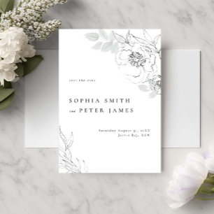 Blommigt Botanisk illustration Spara datum Inbjudningar