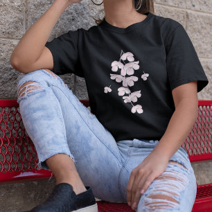 Blommigt Botanisk Rosa Cherry Blommars Cute T Shirt