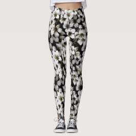 Blommigt Botaniska fotovita blommor Leggings