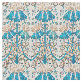 Blommigt Botaniska Fransken Art nouveau Blue Beige Tyg