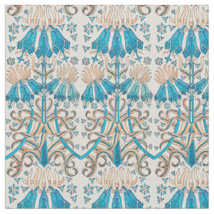 Blommigt Botaniska Fransken Art nouveau Blue Beige Tyg