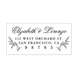 Blommigt Botaniska Löv Bröllop Returadressen Stämpel