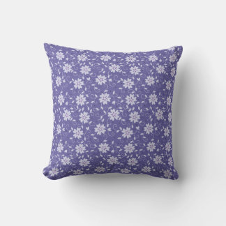 Blommigt Botaniska mönster periwinkle Kudde