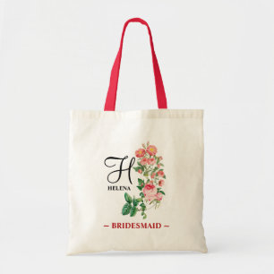 Blommigt Botaniskt anpassat monogram Bridesmaid Tygkasse