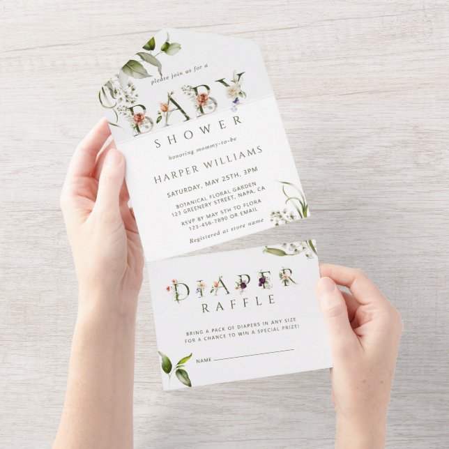 Blommigt Botaniskt babyskor | Diaper Raffle (Tearaway)