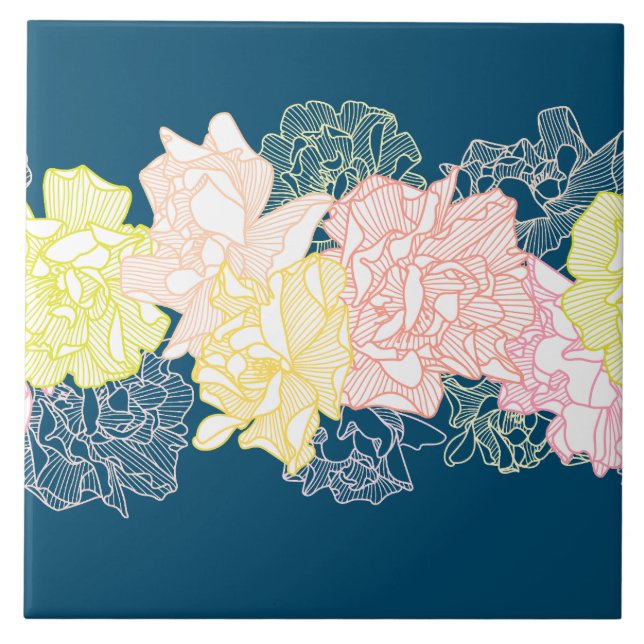 Blommigt Botaniskt boende i Mönster Kakelplatta (Framsidan)