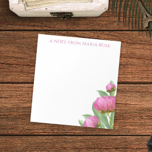 Blommigt Botaniskt enkelt Rosa Peonies Elegant Anteckningsblock