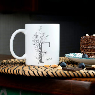 Blommigt botaniskt monogram Anpassningsbar Text Kaffemugg