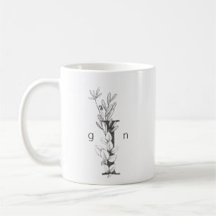 Blommigt botaniskt monogram Elegant för Anpassni Kaffemugg