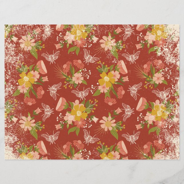 Blommigt Botaniskt skräpboksskräppost Journal Papp (Framsida)