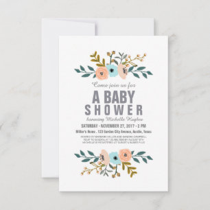 Blommigt Bouquet Baby Shower Inbjudningar