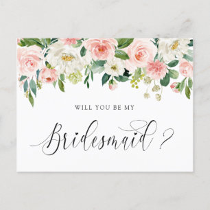 Blommigt  Bouquet, blir du min Bridesmaid Helg Vykort