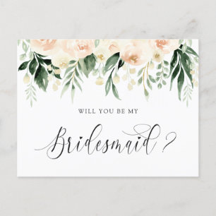 Blommigt Bouquet, blir du min Bridesmaid Helg Vykort