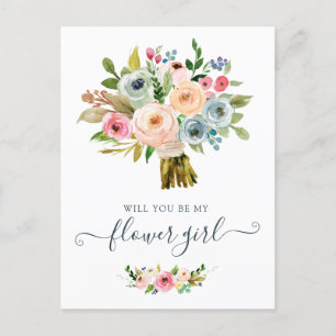 Blommigt  Bouquet, blir du min ungflicka? Helg Vykort