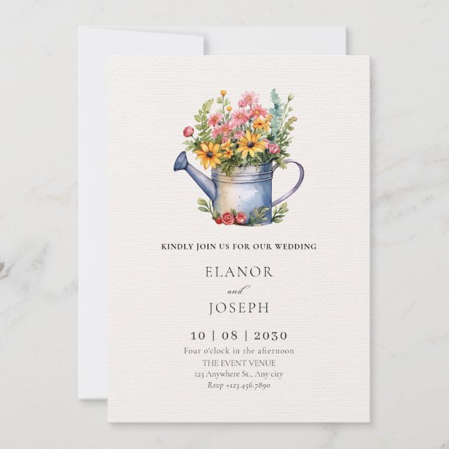 Blommigt bouquet bröllop inbjudningar (Framsida)