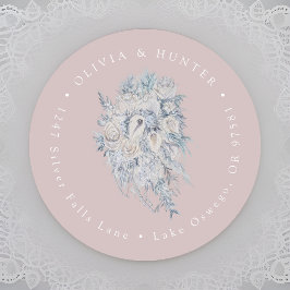 Blommigt Bouquet Bröllop par Namn Returadress Runt Klistermärke