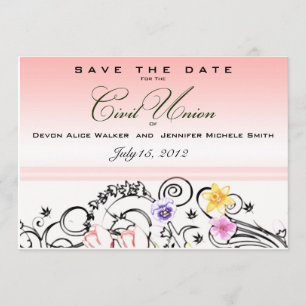 Blommigt Bouquet Civil Union Save Date Inbjudan