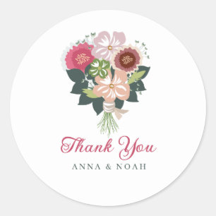 Blommigt Bouquet Classic Round Sticker Runt Klistermärke