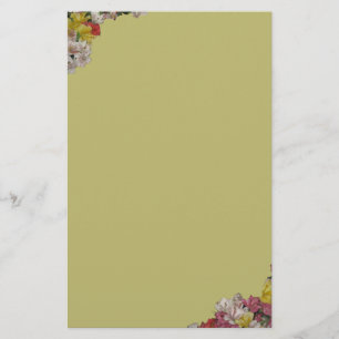 Blommigt Bouquet-design på Ljusa Guld-lager Brevpapper