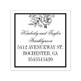 Blommigt Bouquet Elegant bröllop Självfärgande Stämpel