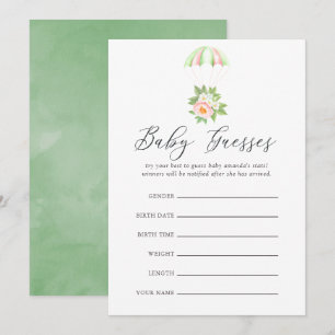 Blommigt Bouquet Fallskärm Baby Shower Baby Guesse Inbjudningar