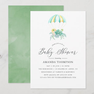 Blommigt Bouquet Fallskärm Baby Shower Inbjudningar