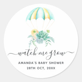 Blommigt Bouquet Fallskärm Baby Shower Runt Klistermärke