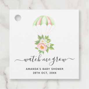 Blommigt Bouquet Fallskärm Baby Shower Tack Gåvor Etiketter