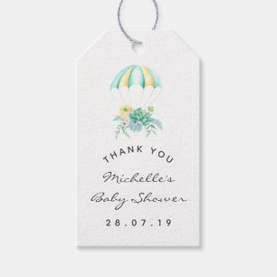 Blommigt Bouquet Fallskärm Baby Shower Tack Presentetikett
