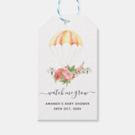 Blommigt Bouquet Fallskärm Baby Shower Tack Presentetikett