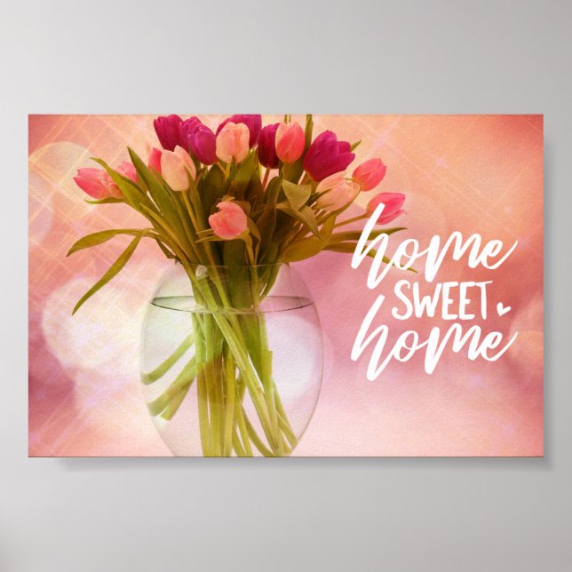 Blommigt Bouquet Home Sweet Home Poster (Framsidan)