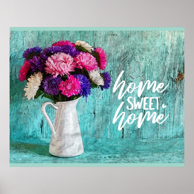 Blommigt Bouquet Home Sweet Home Poster (Framsidan)