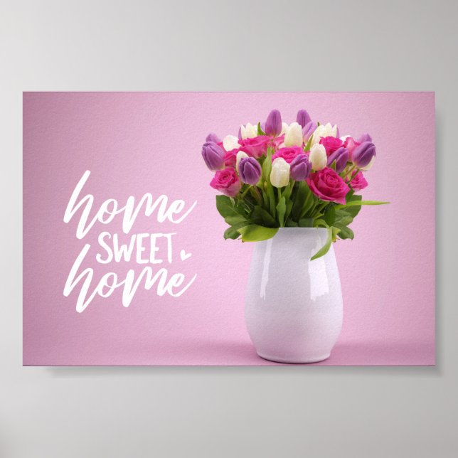 Blommigt Bouquet Home Sweet Home Poster (Framsidan)