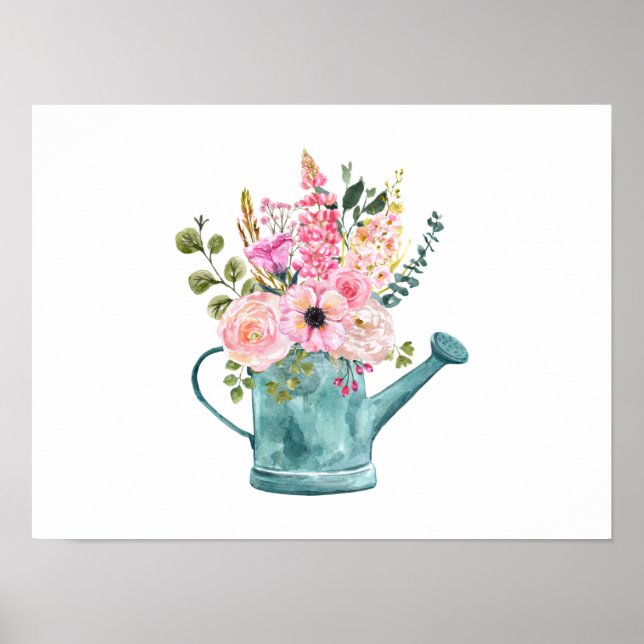 Blommigt Bouquet i en vattenbehållare Poster (Framsidan)